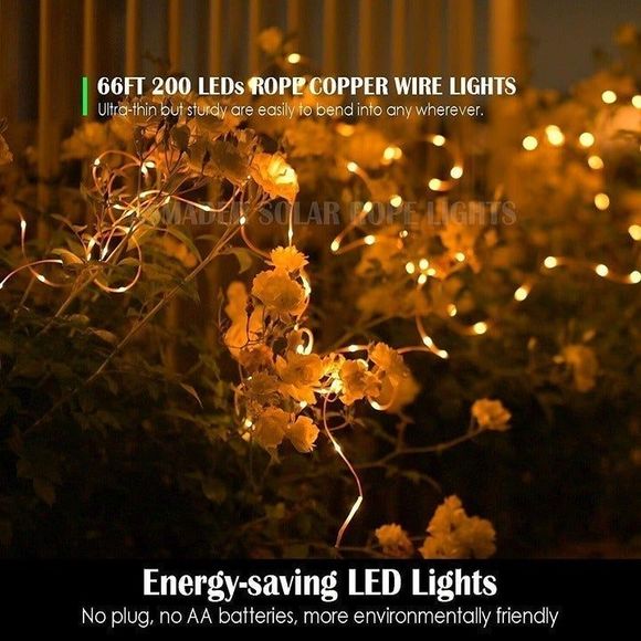 COPY - COPY - Solar String Lights Outdoor 60ft Warm White Patio Decor - Picture 4 of 4